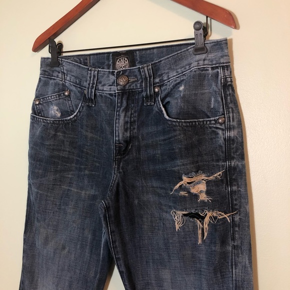 Rock & Republic Dark Distressed Straight Leg Jeans - Picture 2 of 7